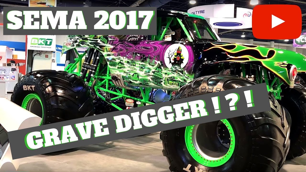 Grave Digger Start Up and Drive Out! Sema 2017 YouTube