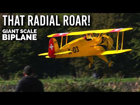 The ROAR of this GIANT RC Bücker Bü 133 Jungmeister! (4K RAW