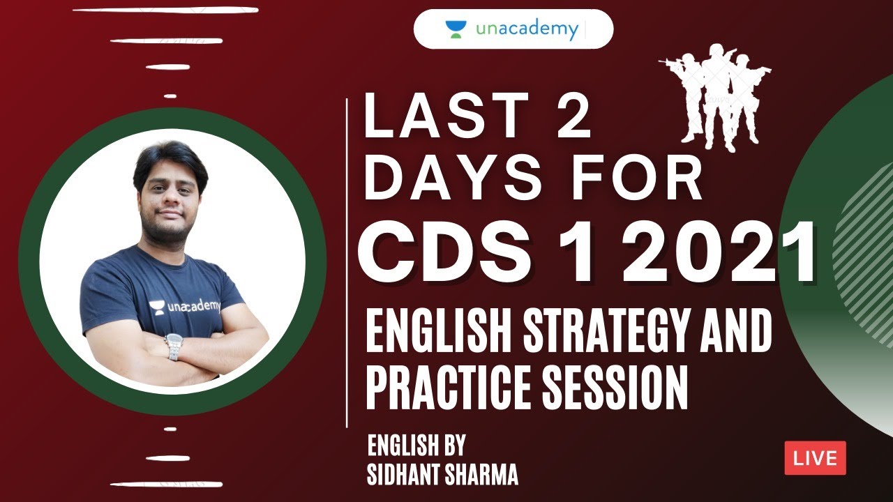 Last 2 Days for CDS 1 2021 | English Strategy & Practice Session for ...