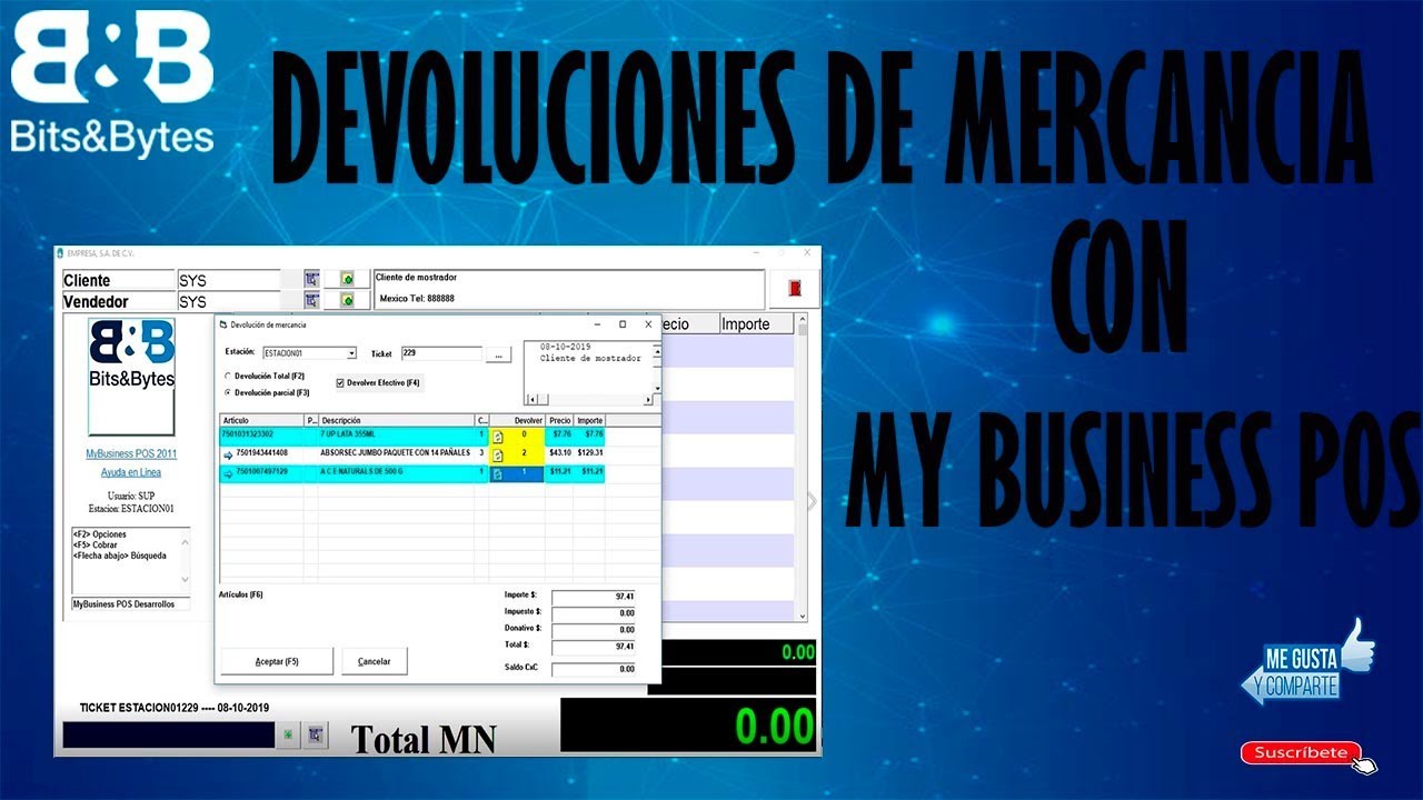 Devoluciones de producto con MYBUSINESS POS