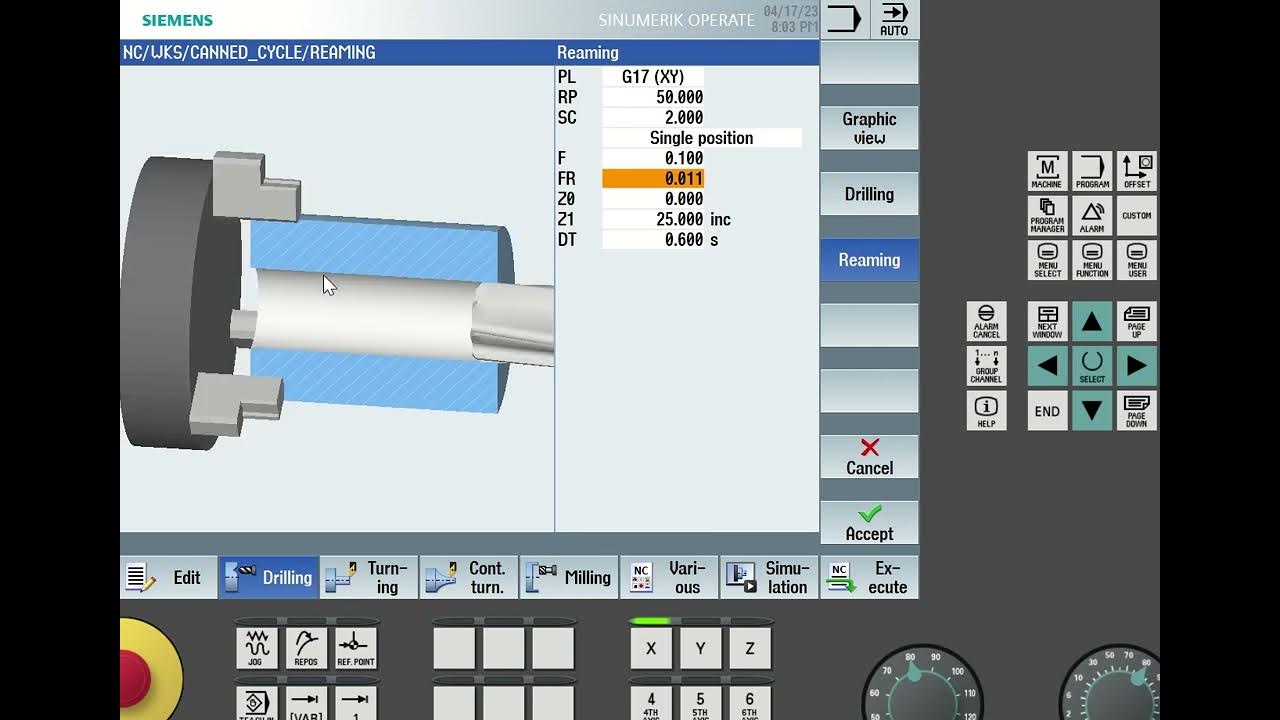Reaming Cycle Siemesns CNC Turning Lathe YouTube