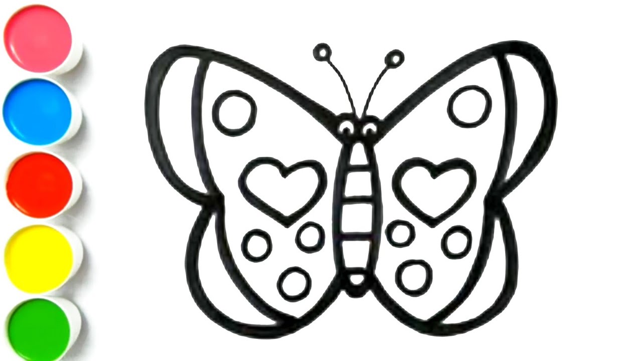 Butterfly drawing and painting video for kids and Toddlers Let's learn