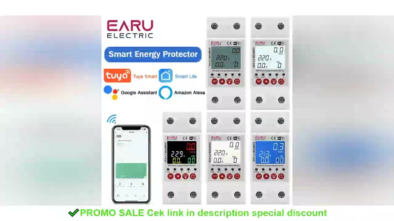 Tuya WiFi Smart Energy Meter Power kWh Meter Earth Leakage Over Under Voltage Protector Time Relay D