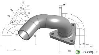 How to  make  a  drawing  of  a  curved pipe in Onshape