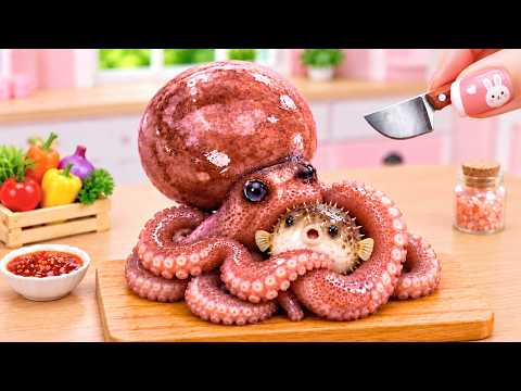 Seafood Lovers Choice 🐙 Grilled Octopus with Delicious Chili Sauce 💕 Mini Food Land