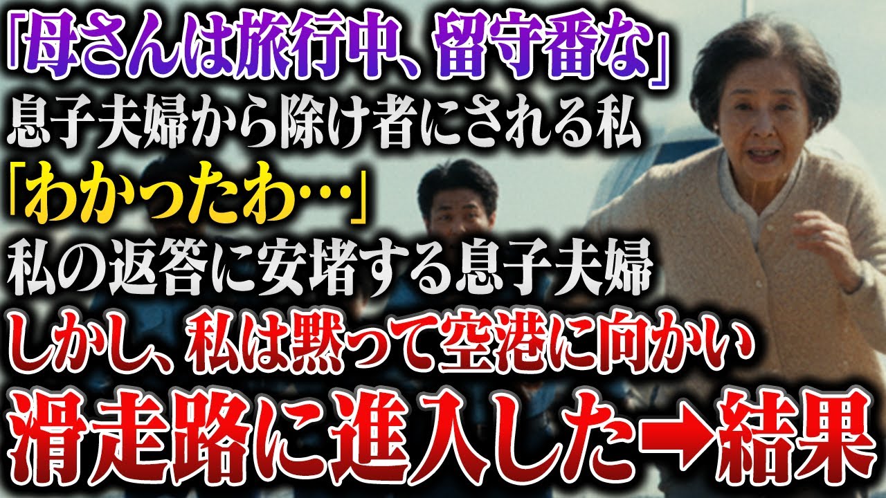 旅行から帰ってきた息子が、玄関を開けるなり私に掴みかかって叫んだ。「おい、ババア。滑走路に侵入したってどういうことだ？」—その瞬間、私は二十年間隠してきた真実を、全て話す決意をした。息子夫婦は私を「年金もらってるだけの寄生虫」と陰で笑っていた。別荘の名義を勝手に書き換え、預金からは数十万円を引き出していた。私は震える手で警察に提出する書類のコピーを握りしめ、「もう終わりにしましょう。あなたた...
