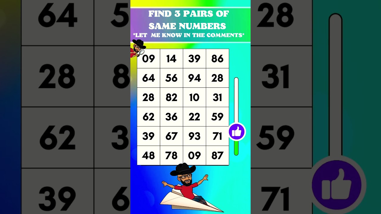 💥 Lightning Brain Test: Spot the 3 Number Matches! ⚡