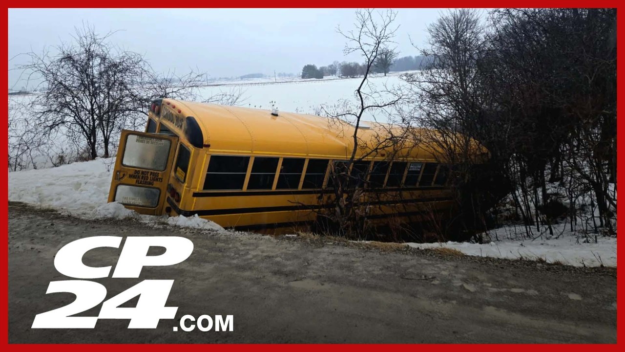 Four children with minor injuries after school bus crash - YouTube