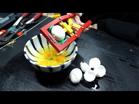 3D 프린터로 계란 깨는 기계 만들었습니다 효과 미쳤습니다