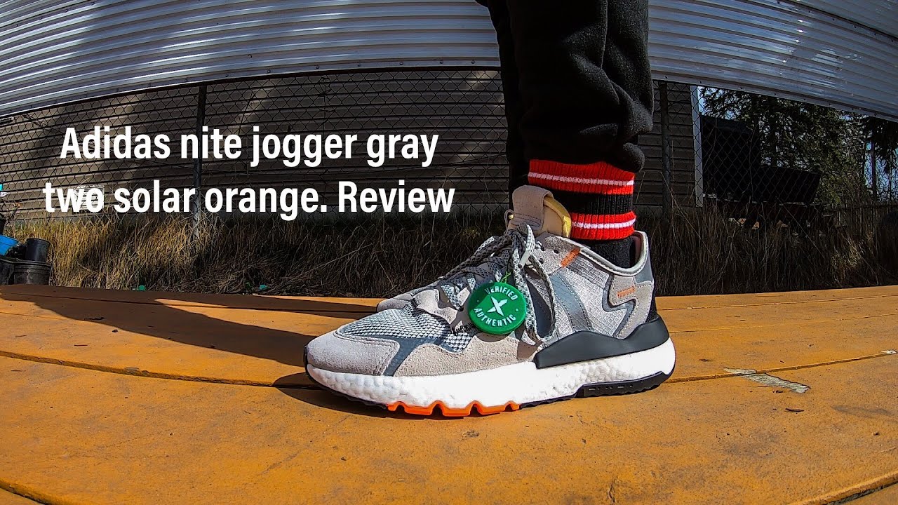 adidas nite jogger grey two solar orange