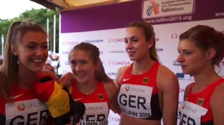 Lederer, Burghardt, Haase and Freese (GER) after winning Gold in 4x100m Relay