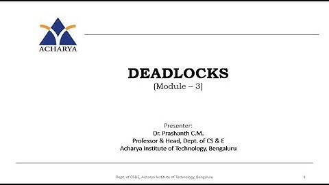 Deadlocks  3   Dr Prashanth CM