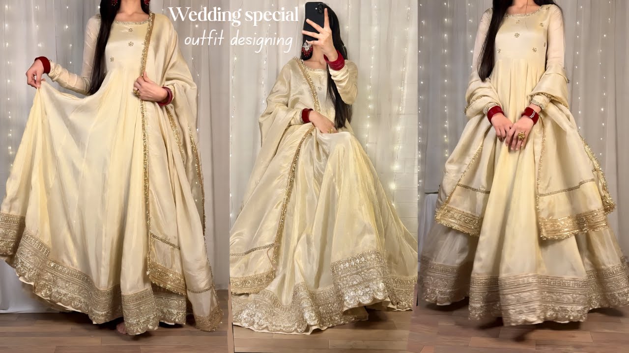 Wedding special ✨pannel Anarkali kurti cutting and stitching/ Kali frock cutting and stitching