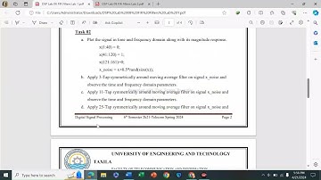 DSP LAB 08 Moving Average FilterFIR Filter (Fourier Transform Design Method)