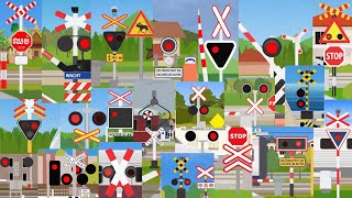 【踏切アニメ】世界のふみきりがいろんな場所でカンカン3😂😂😂Railroad crossings of the world on various places!! Extended