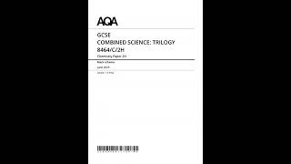 AQA GCSE Combined Science Trilogy Chemistry Paper 2 2025 Mark Scheme