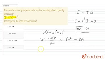The instantaneous angular position of a point on a rotating wheel is given b