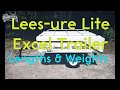 Leesure lite excel trailer  dimensions and weights