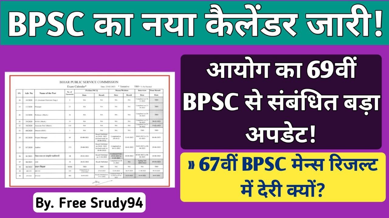 BPSC New Calendar 2023 | BPSC का नया Calendar जारी | 69th BPSC Updates ...