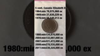 5 cent.CANADA:Regina ELIZABETH II.1964-69-76-80-2004-2007-09-2011