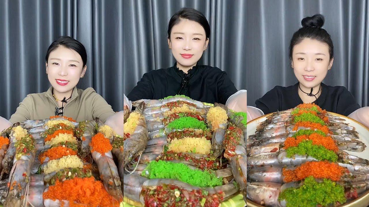 Fish Roe Stuffing 【Mukbang】Fish roe stuffed shrimp🐟🦐🍋🧄🌶#Seafood#asmr#yummy - YouTube