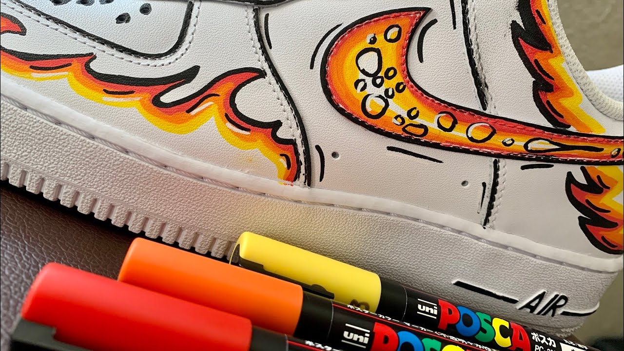 Custom AIR FORCE 1 Using POSCA PENS YouTube