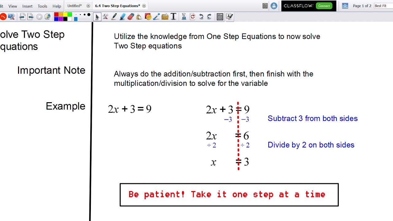 5.2 Combining Like Terms and 2 step equations - YouTube