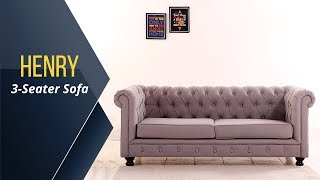 3 Seater Sofa: Buy Henry 3 Seater Sofa (Fabric, Warm Grey)