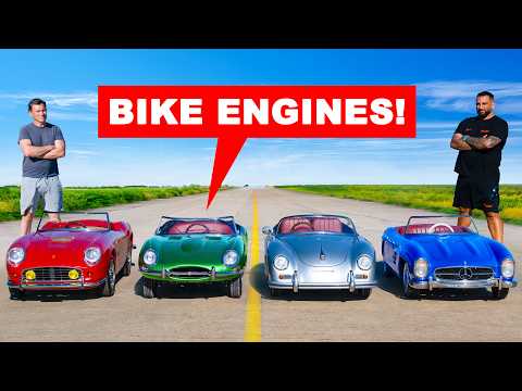 Ferrari 250GT v Jag E-Type v Porsche Speedster v Mercedes 300SL: DRAG RACE
