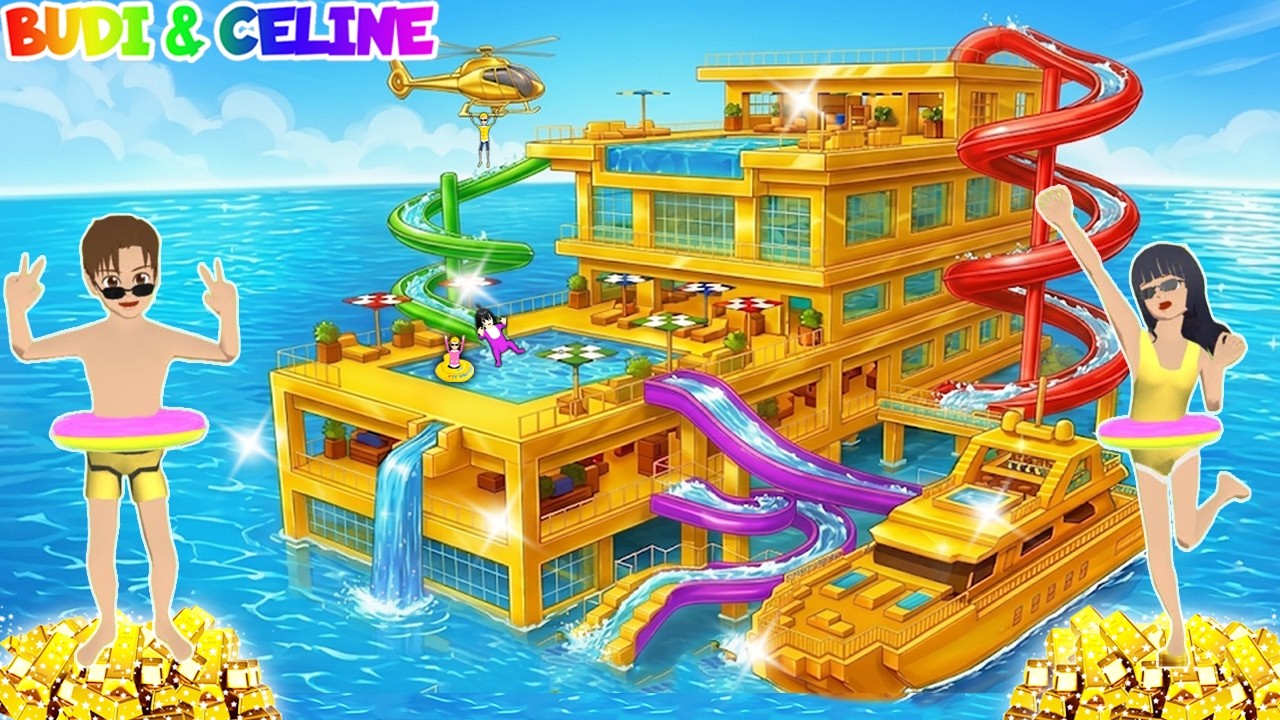 Yuta Mio Bocil Kaya Punya Rumah Apung Serba Emas 🥳 Ada Kolam Renang dan seluncuran | Sakura School