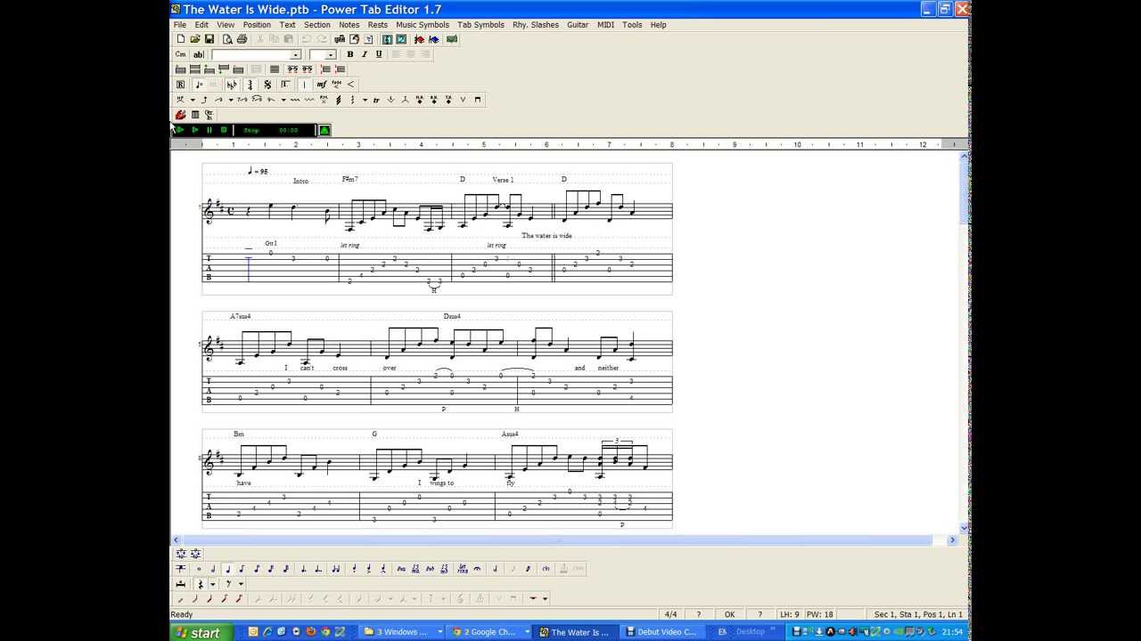 Powertab demo - The Water Is Wide
