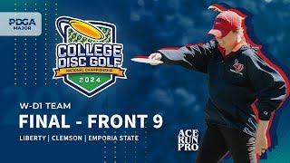 2024 College Disc Golf National Championships | W-DI Team FINAL F9 | Liberty, Clemson, Emporia State