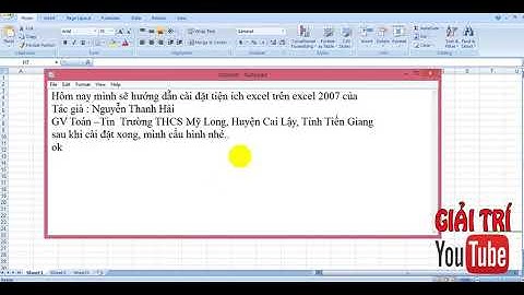 Hướng dẫn cài đặt tiện ích Tiếng Việt trên excel 2007-2010
