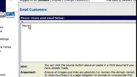 How to send email in CubeCart