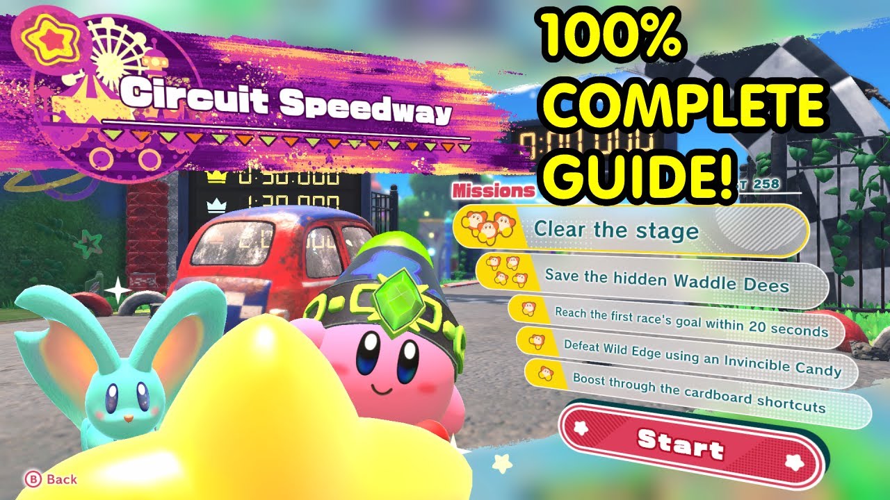Kirby And The Forgotten Land | Circuit Speedway 100% Guide! | Easy Guide | No Commentary!