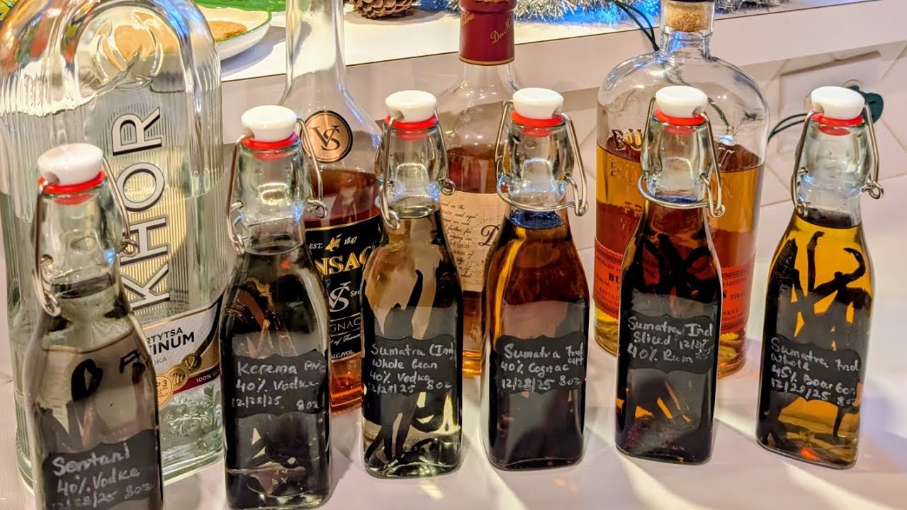  Homemade Vanilla Extract  with Four Different  Spirits 