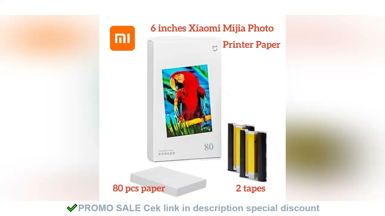 Xiaomi Mi Photo Printer Dedicated 6-inch 80 pcs Back Self-adhesive Photo Paper Colored Tape Set HD P