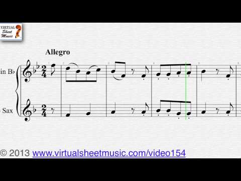 wolfgang-amadeus-mozart's-easy-duet-sheet-music-for-clarinet-and-saxophone---video-score