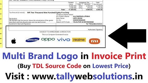 (Buy TDL Source Code Only Rs.125) Show Multi Brand Logo in Invoice Print in Tally Prime