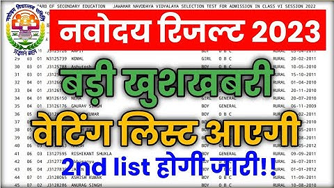 Navodaya Waiting list 2023 class 6 Navodaya result class 6 Navodaya Vidyalaya waiting list 2023 #jnv