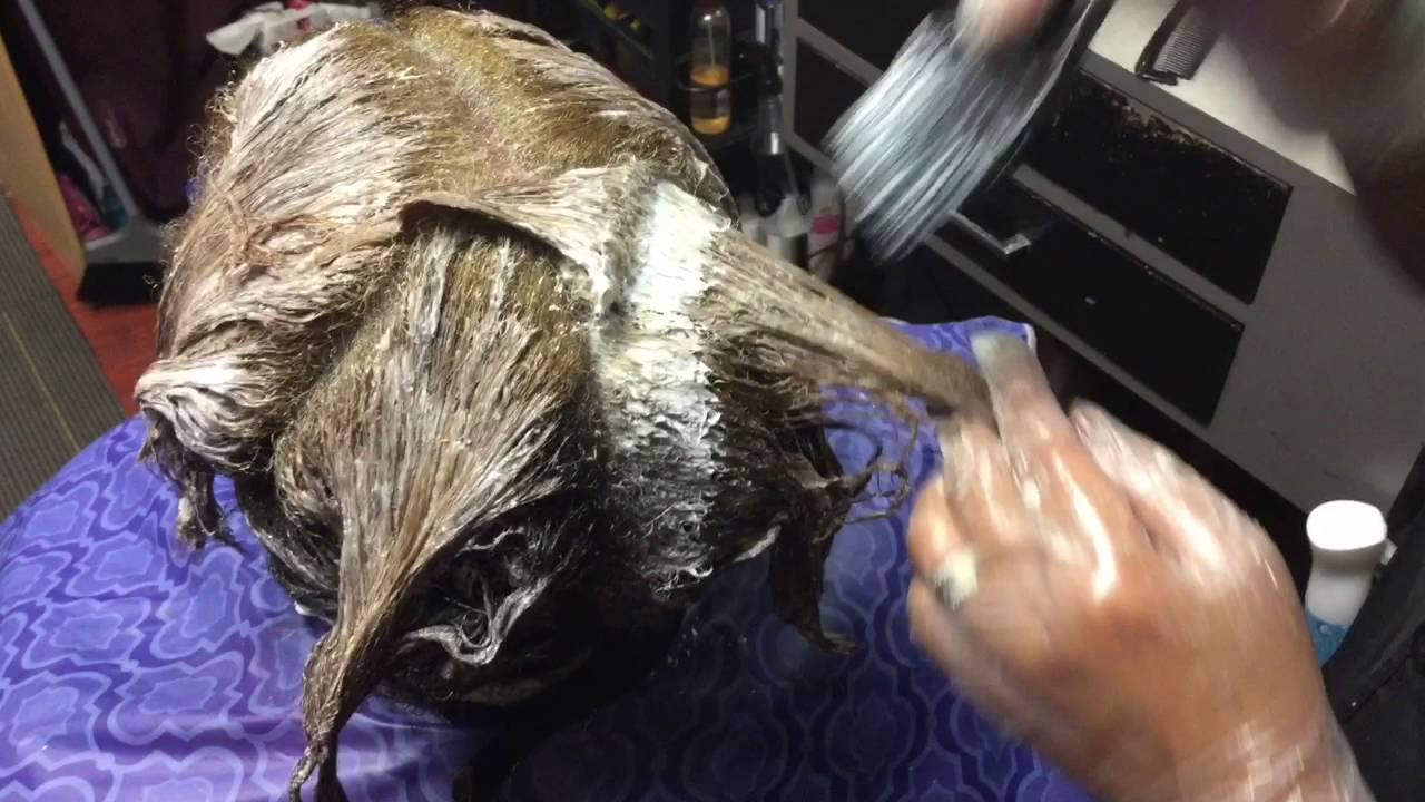 How To Do A Virgin Application Relaxer To Color Treated Hair Youtube