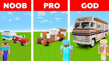 TRAILER RV BASE HOUSE BUILD CHALLENGE : NOOB vs PRO vs GOD in Minecraft / Animation #gaming
