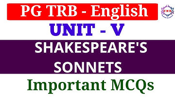 PG TRB English | New Syllabus | UNIT 5| Shakespeare