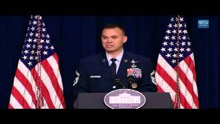 SMSgt Alexander Hall speaking at the White House Credentialing and Licensing Initiative