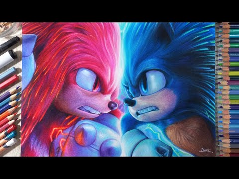 Drawing Sonic vs Knuckles (Sonic the Hedgehog 2) | Fame Art