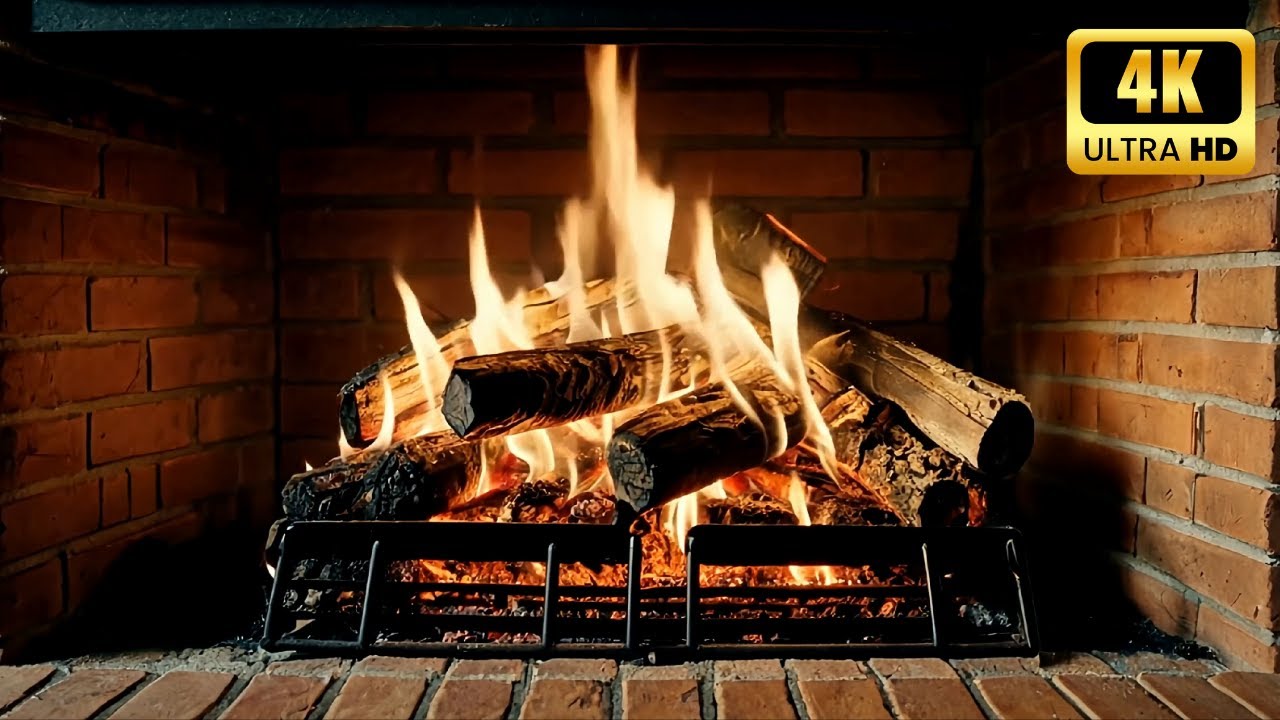 🔥 Crackling Fireplace 4K. Burning Fireplace Sounds. Relaxing Fireplace ...