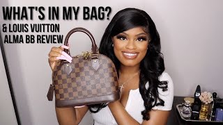 WHAT&#39;S IN MY BAG 2021| LOUIS VUITTON ALMA BB REVIEW