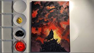 Batman Acrylic Painting | Fire, Smoke and Bats