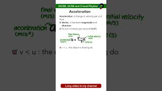 Acceleration | IGCSE, GCSE and O levels Physics