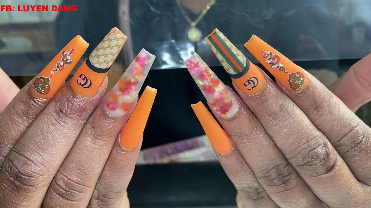 Acrylic With Sticker Designs Nails Art Nail tutorial YouTube